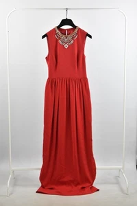 Ted Baker Maxi Dress Size 1 UK 8 Embellished Neckline Red BNWT £349 Occasion - Picture 1 of 13