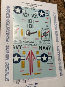 SUPER SCALE # 32-116 1:32nd SCALE F-14 TOMCATS OF THE VX-4 DECAL - Picture 1 of 1
