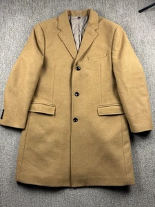 J Crew Mens 46 Thompson Topcoat Jacket Wool Blend Camel Acorn Brown - Picture 1 of 8