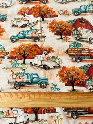 Estampado Cosecha con Camiones y Calabazas 37"x44" Diseños Hermano Hermana Foto 1 de 2