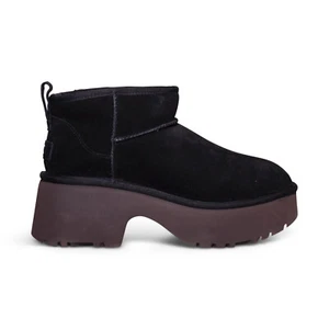 UGG CLASSIC ULTRA MINI NEW HEIGHTS BLACK SUEDE WOMEN'S BOOTS SIZE US 7/UK 5 NEW - Picture 1 of 5