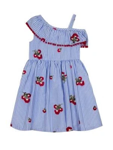 Rare Editions Blue Striped Embroidered Dress 4 5 6 6X - Picture 1 of 1