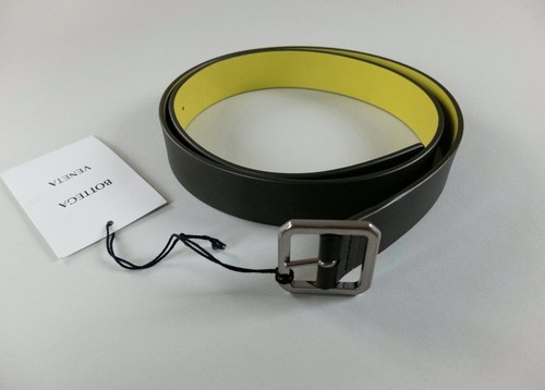 Cintura BOTTEGA VENETA verde scuro e kiwi reversibile in pelle taglia 95 38 autentica