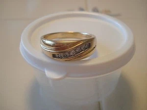 Mens 14k Yellow Gold 7 Diamond Channel Set Wedding Band Size 12.75 - 8.4 Grams - Picture 1 of 8