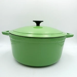 Martha Stewart Collection Cast Iron 5 Quart Dutch Oven Pot Enamel Interior Green - Picture 1 of 10