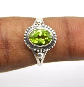 2.30 Gm 925 Sterling Silver Natural Peridot Cut gemstone Handmade Ring M-2048 - Picture 1 of 8