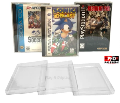 1 Sega Saturn CD PS1 Protective Sleeve Box Protector Clear Plastic Display Case - Image 1 of 4