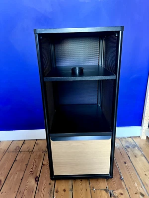 IKEA BEKANT storage unit, black/mesh with wood coloured drawer, w/standing legs - Image 1 of 4