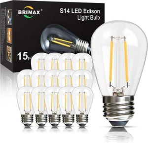 15X LED Bulbs E27 S14 Outdoor Edison Bulb for Festoon String Light, Shatterproof - Picture 1 of 12