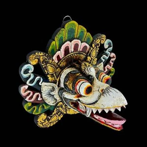 Garuda balinese mitica aquila indù maschera protezione mano decorazione parete legno intagliato - Foto 1 di 10