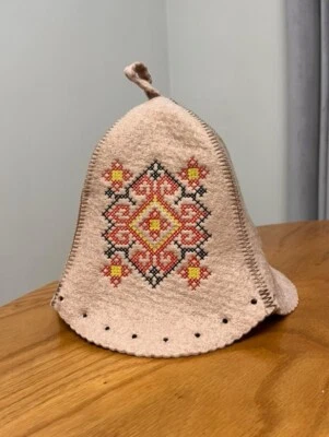 2 Sauna Hat Natural Wool Felt Cap Bath House Kit Schapka Hat Saunahut - Image 1 of 4