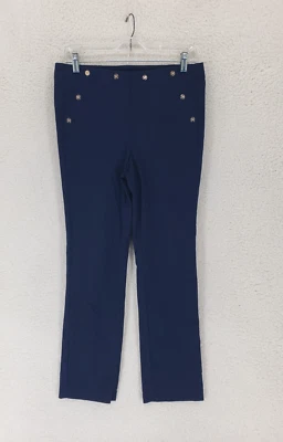 Pantalones de mujer Rafaella 8 azules mezcla de polietileno tiro alto cómodo ajuste regular Foto 1 de 4