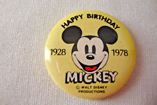 Mickey Mouse Button "Happy Birthday Mickey" 1928-1978, 50 Year Ann. Walt Disney 