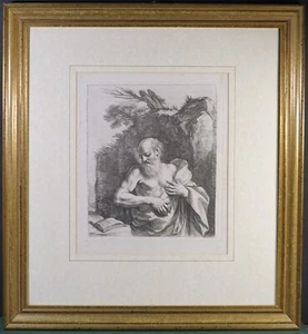 1764 c SAN GIROLAMO PENITENTE NEL DESERTO FRANCESCO BARTOLOZZI - GUERCINO - Foto 1 di 7