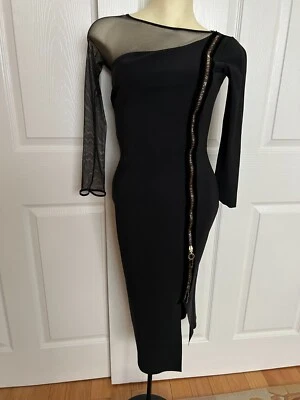 La Petite Robe Chiara Boni Couture Black Bodycon Dress Sheer Mesh S - Image 1 of 4