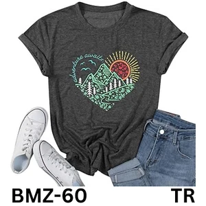 Women Adventure Awaits Outdoor Graphic Tee Shirt Kindness Heart Printed Shirt, S - Picture 1 of 6