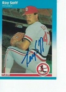RAY SOFF SIGNED 1987 FLEER #309  - ST. LOUIS CARDINALS