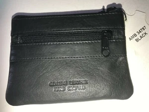 GENUINE LEATHER KEY / CARD / COIN POUCH ( BLACK ) MODEL 34787 - Picture 1 of 5
