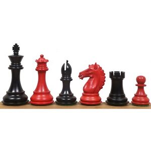 3,9" Alban Staunton Nur Schachfiguren-Set - Doppelt gewichtetes, rot und schwarz