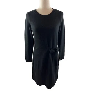 Talbots Petites Side Tie Shimmer Sweater Shift Dress XS Black LBD Festive Party - Picture 1 of 9