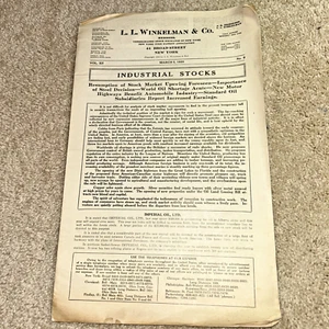 March 1920 L.L. WINKELMAN & CO STOCK REPORT  Industrial Oil - Petroleum - Mining - Picture 1 of 11