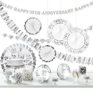 25TH ANNIVERSARY SILVER FOIL ROOM DECORATING KIT (10)~ Party Decorations Silver - Picture 1 of 1