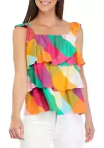 Crown & Ivy Ruffle Tank halter top shirt blouse New size small - Picture 1 of 19