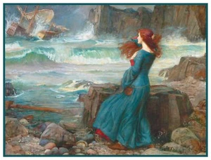 Miranda Tempest by PreRaphaelite Waterhouse Counted Cross Stitch Chart Pattern - Picture 1 of 5