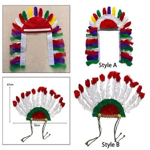 Feather Headdress Headgear American Chief Indian Headdress Headband for - Picture 1 of 8