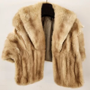 Vintage Genuine Fur Cape Stole Capelet Jacket Mink? Damage - Picture 1 of 10