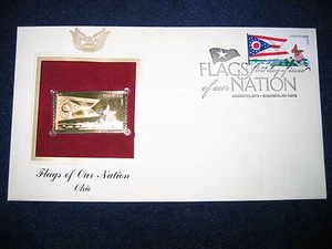 2008 Flags of our Nation Ohio FDC Replica 22kt Gold Golden Cover Stamp - Picture 1 of 3