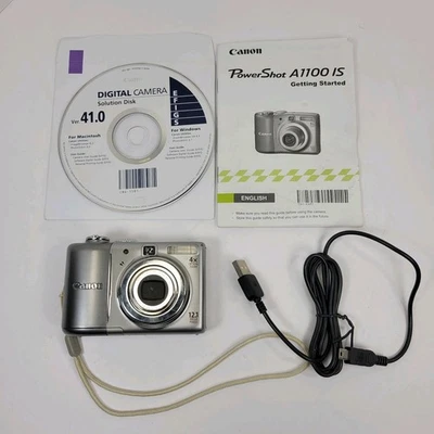 Canon PowerShot A1100 IS Digital Camera 12.1MP 4X Optical Zoom For Parts Repair - Image 1 of 4
