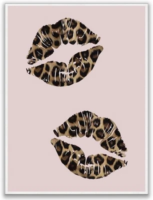 Retro Lipstain Leopard Poster Fun Bold Aesthetic Wall Art Perfect Home Decor - Image 1 of 3