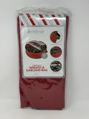 Whitmor 30" x 8" Christmas Wreath & Garland Zipper Closure Storage Bag - Image 1 of 4