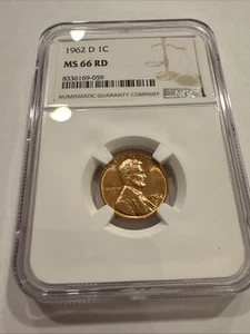 1962 D Lincoln Cent MS66 RD NGC #86 SEE DESCRIPTION - Picture 1 of 4