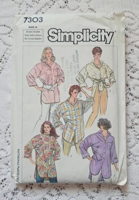 Uncut 1980s Sewing Pattern Simplicity 7303 Women's Oversized Shirt Sizes S-XL - Image 1 of 3