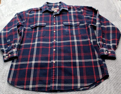 Moose Creek Shirt Mens XL Blue Red Plaid Thick Flannel Button Front Pockets - Image 1 of 4