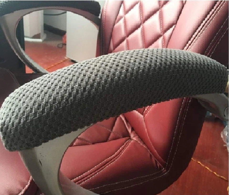 2 Pcs Chair Arm Pad Covers Over Simple Durable Washable Office Armrest Black