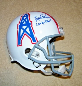 VINTAGE DAN PASTORINI FULL SIZE HOUSTON OILERS SIGNIERTER FOOTBALL-HELM NEU - Bild 1 von 12