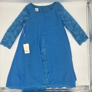 TS Couture by Lanting Bride Blue Lace Overlay Dress US 8 NWT Needs Hem Repair - Picture 1 of 16