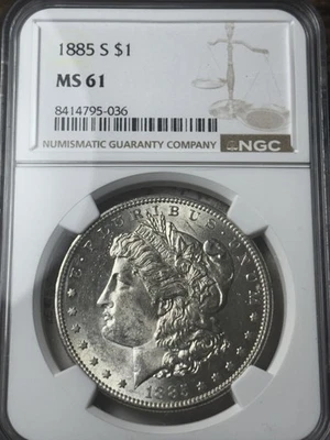 1885-S $1 NGC MS-61 Morgan Silver Dollar - Image 1 of 3