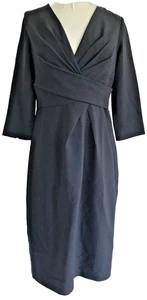 White House Black Market Langarm Bleistiftkleid, knielang V-Ausschnitt, 6 - Bild 1 von 8