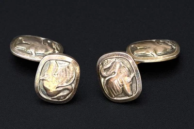 Запонки Georg Jensen Swan Bird, двусторонние звенья, скандинавские ювелирные изделия - Изображение 1 из 4