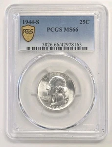 1944-S Washington Silver Quarter PCGS MS66 #Z277. * Guarda da vicino le foto - Foto 1 di 4
