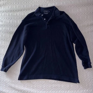 Camisa Deportiva Hathaway Para Hombre L Azul Acanalada Polo Manga Larga Algodón Peinado Exterior - Imagen 1 de 4