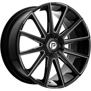 Pinnacle P98 Bella 24x9.5 5x115/5x120 +20mm Black/Milled Wheel Rim 24" Inch - Picture 1 of 8
