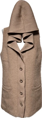 Túnica Suéter Chaleco Plumero Etcetera Lana Sin Mangas con Capucha Talla Mediana Foto 1 de 4