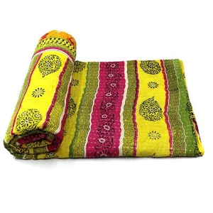 Vintage Kantha Quilt Indische Handarbeit Baumwolle Tagesdecke Sashiko Überwurf Bettwäsche - Bild 1 von 6