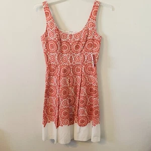 Nine West Fit and Flare Floral Dress Sz 4 Pleated Coral White Spring Summer NWT! - Picture 1 of 9