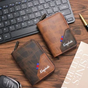 11Cards Slim Holder Short Zipper Wallet Patchwork Men's Coin Purse Gifts - Picture 1 of 14